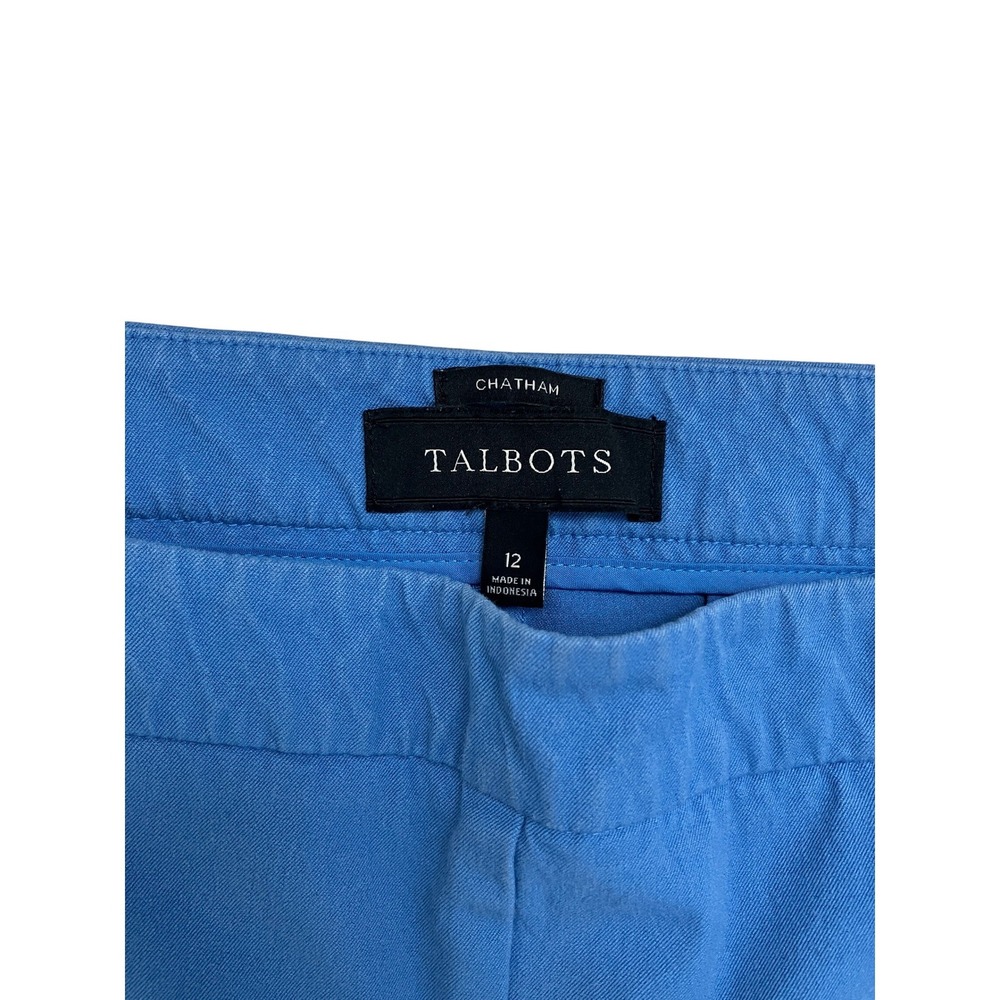 Talbots Chatham Ankle Pants Womens 12 Blue Side Zip Slim Stretch Cotton Blend‎ - Picture 2 of 6